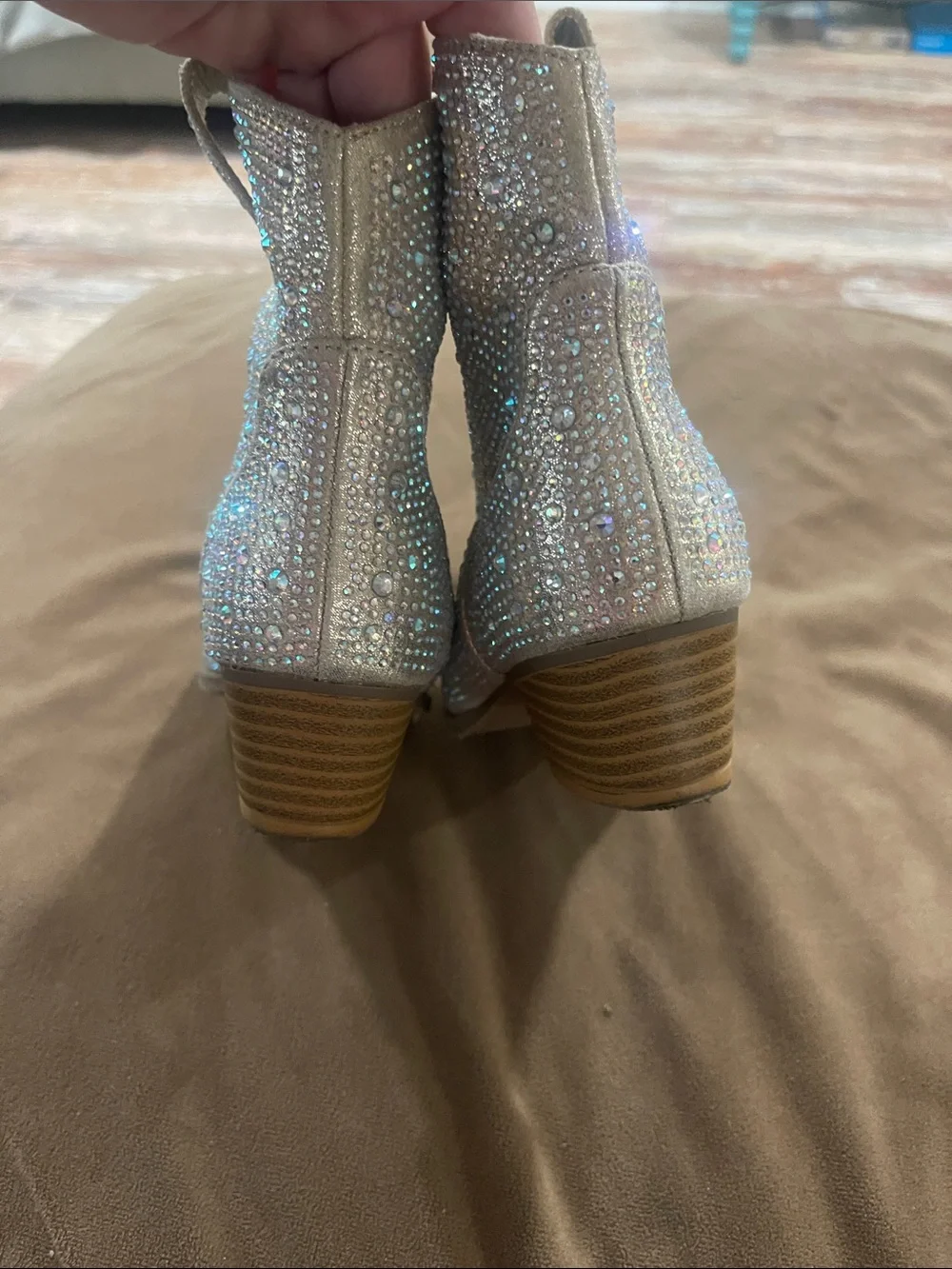 Sparkling Silver Western Ankle Boots - girls